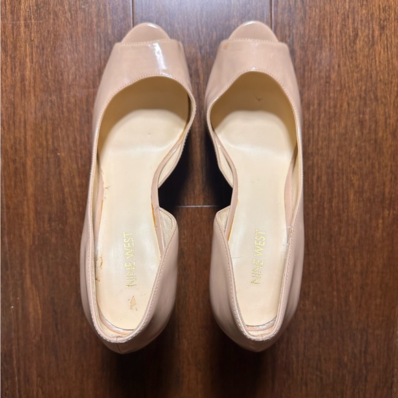 Nine West Nude Beige Peep Toe D'Orsay Platform Pumps Women’s Size 10 Heeled - Picture 6 of 8